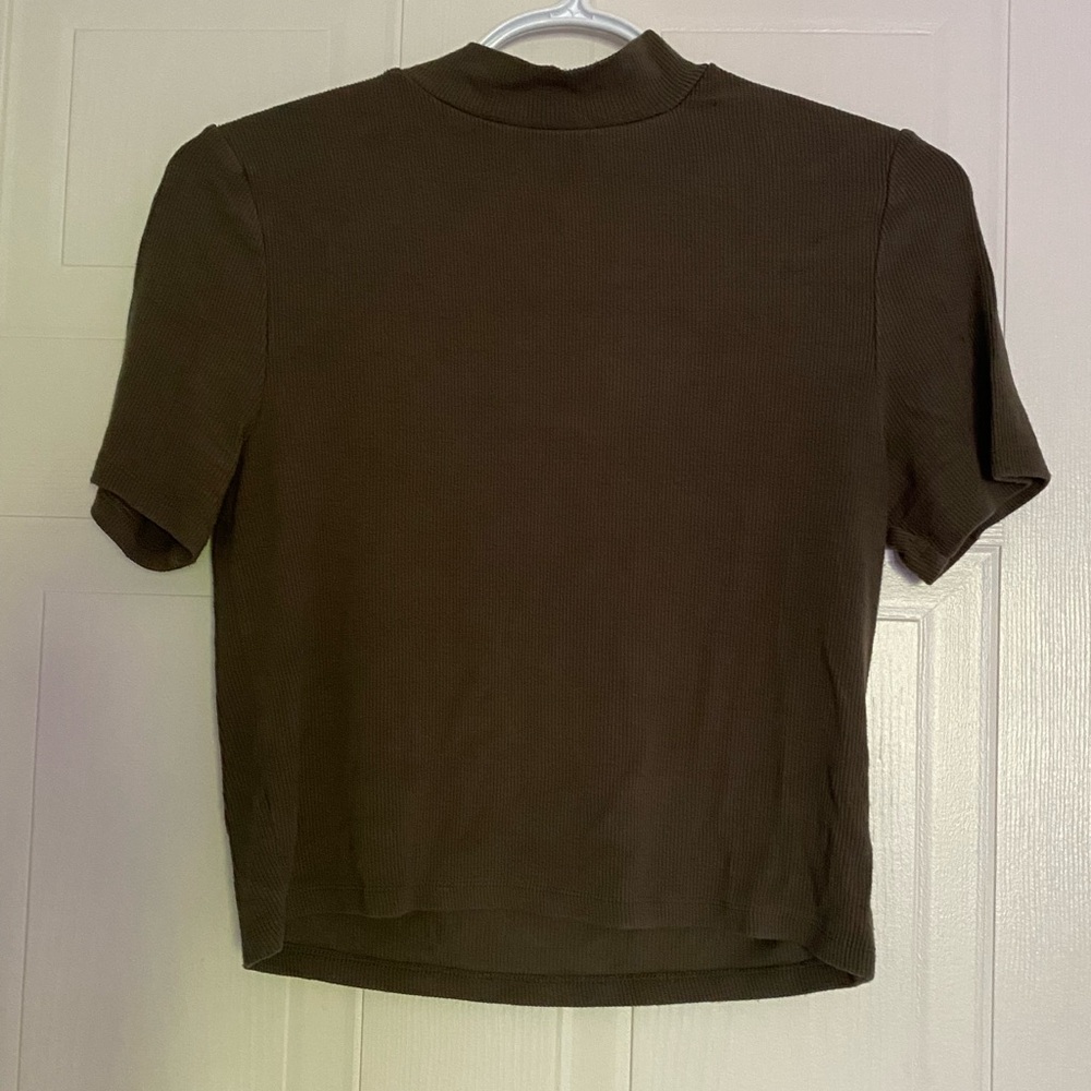 Dark Olive Green Mockneck Top